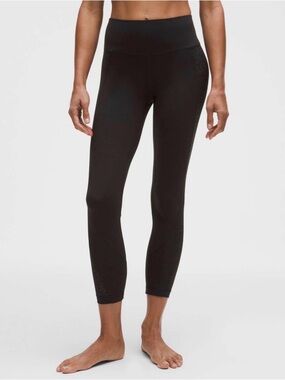 Lululemon Paisley Lace Overlay Tight 25" - Black